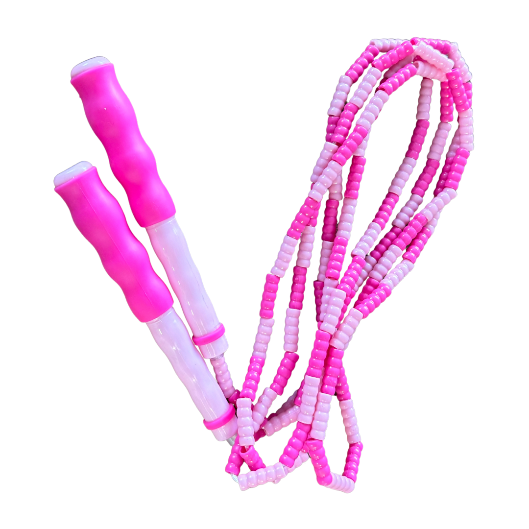 Pink Spring Rope Pink on Pink - Soft Bead Skipping Rope – Glitter Sports